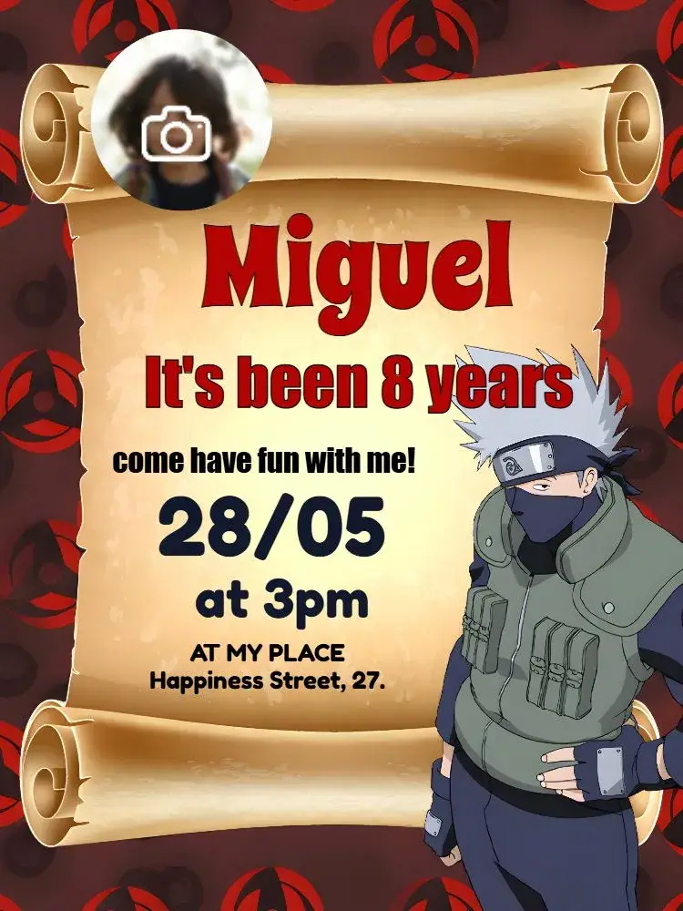 Kakashi Naruto With Fox Photo invitation