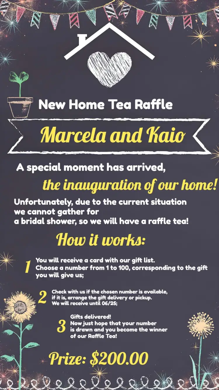 New Home Tea Blackboard Green Chalk invitation
