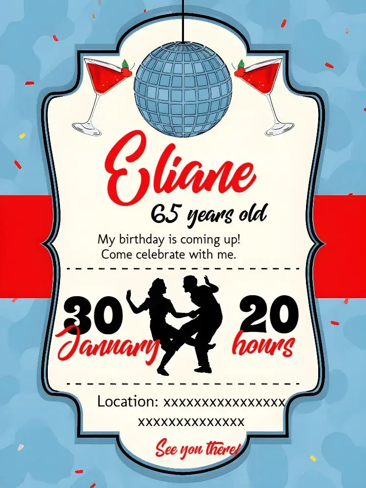 Invite 60s Red editable and customizable