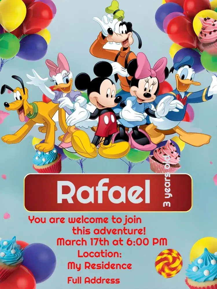 Mickey Mouse Club Digital invitation