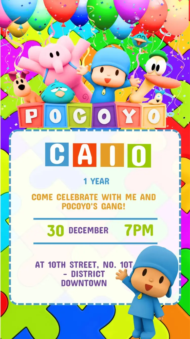 Pocoyo Birthday Invitation