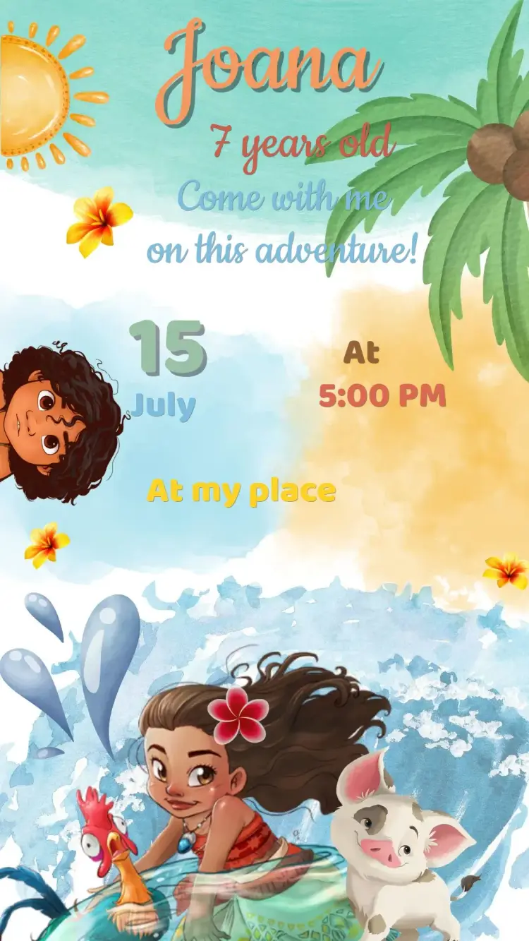 Moana Birthday Invitation