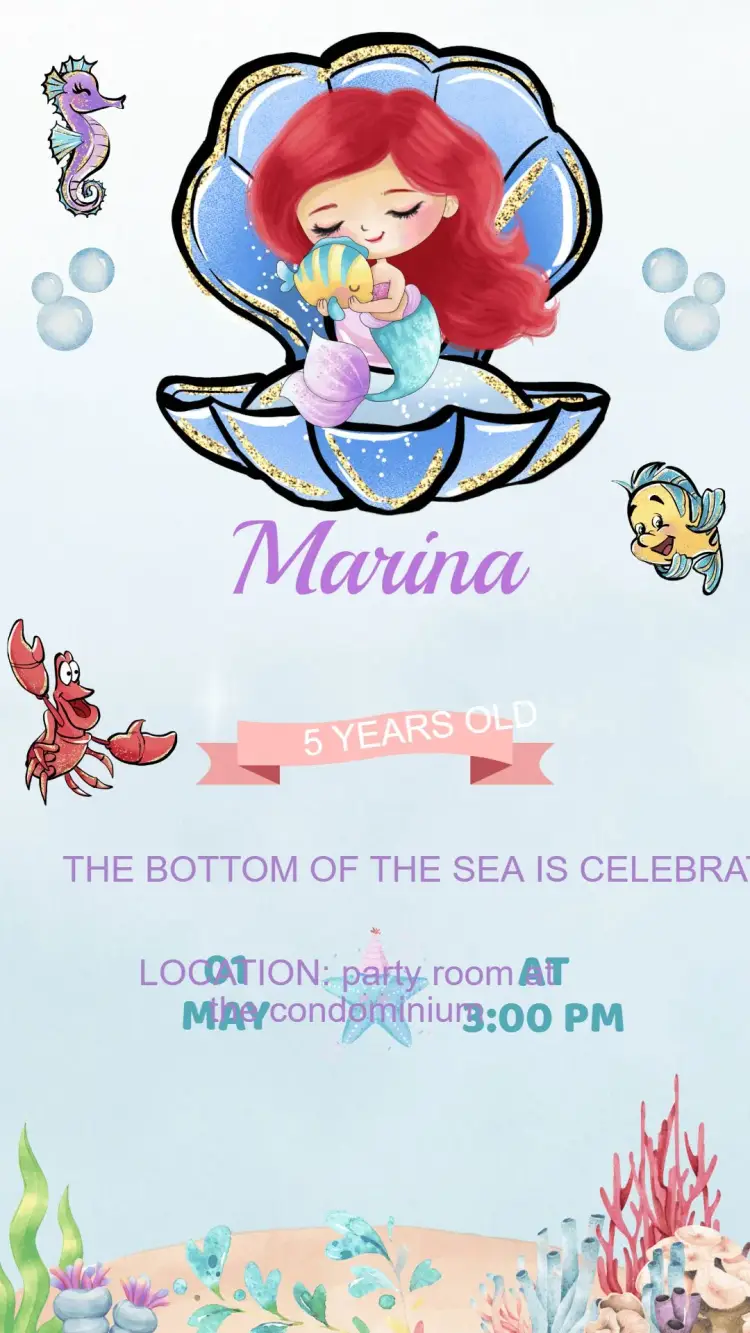 Little Mermaid Ariel Birthday Invitation