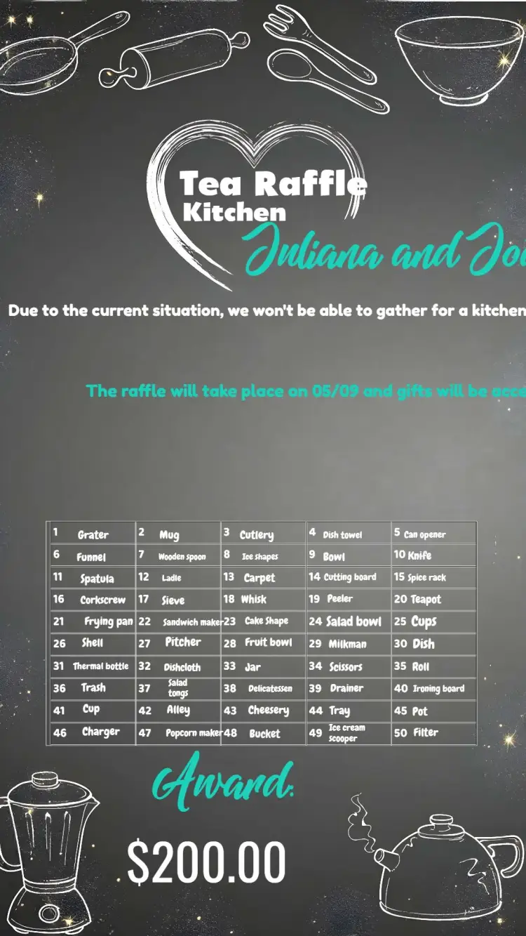 Kitchen Raffle Tea Chalkboard Blackboard invitation
