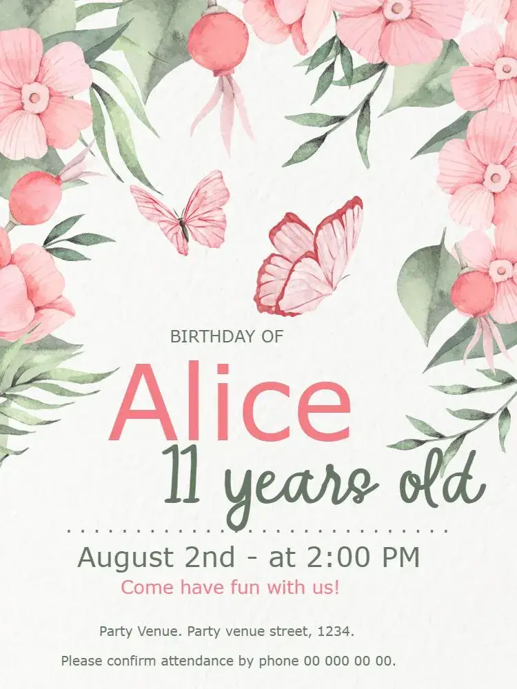 Butterfly Garden invitation