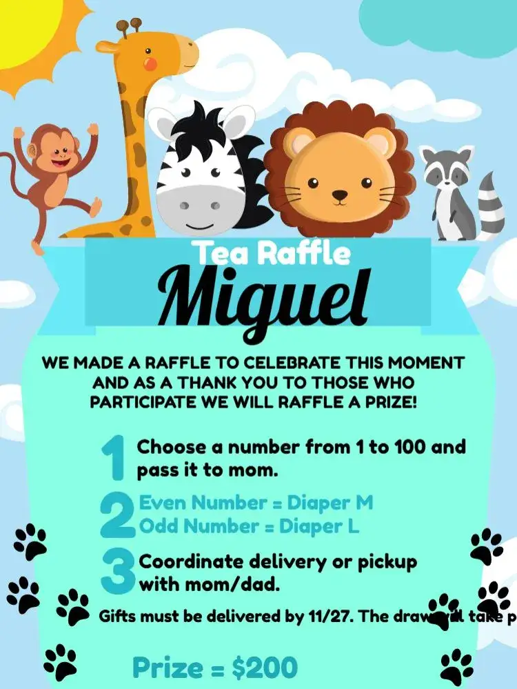 Invitation Safari Animals Raffle Tea – Raffle Tea theme safari, animals, vibrant colors, fun, childish, adventure