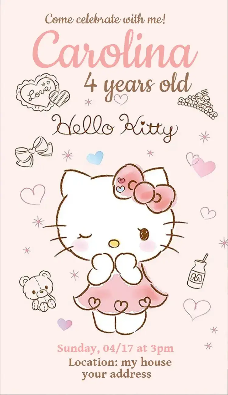 Invite Hello Kitty 11 editable and customizable