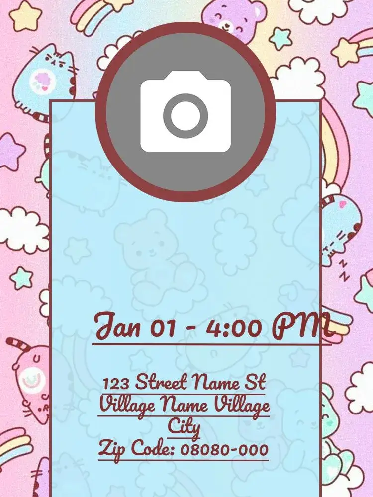 Invitation Virtual 1 Year - Photo Pet – Kids' Birthday Party theme colorful, cute, childish, animals, rainbow, fun