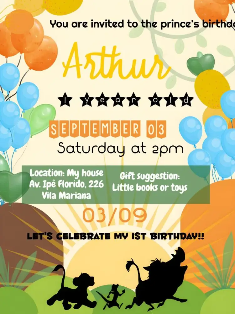 Lion King Forest invitation