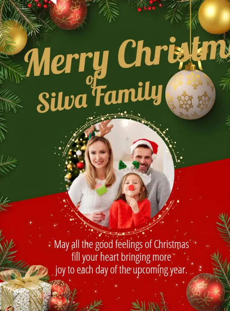 Invitation Family Christmas Card With Photo Santa Claus – Commemorative Dates theme festive, traditional, colorful, family-oriented, cheerful