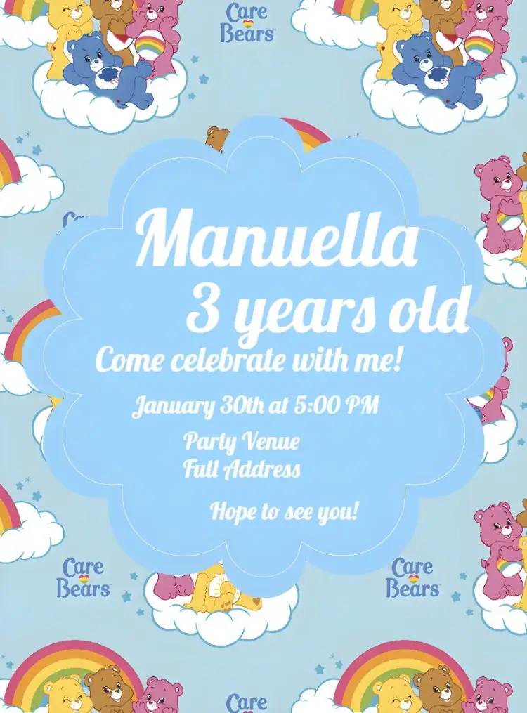 Care Bears Kids invitation