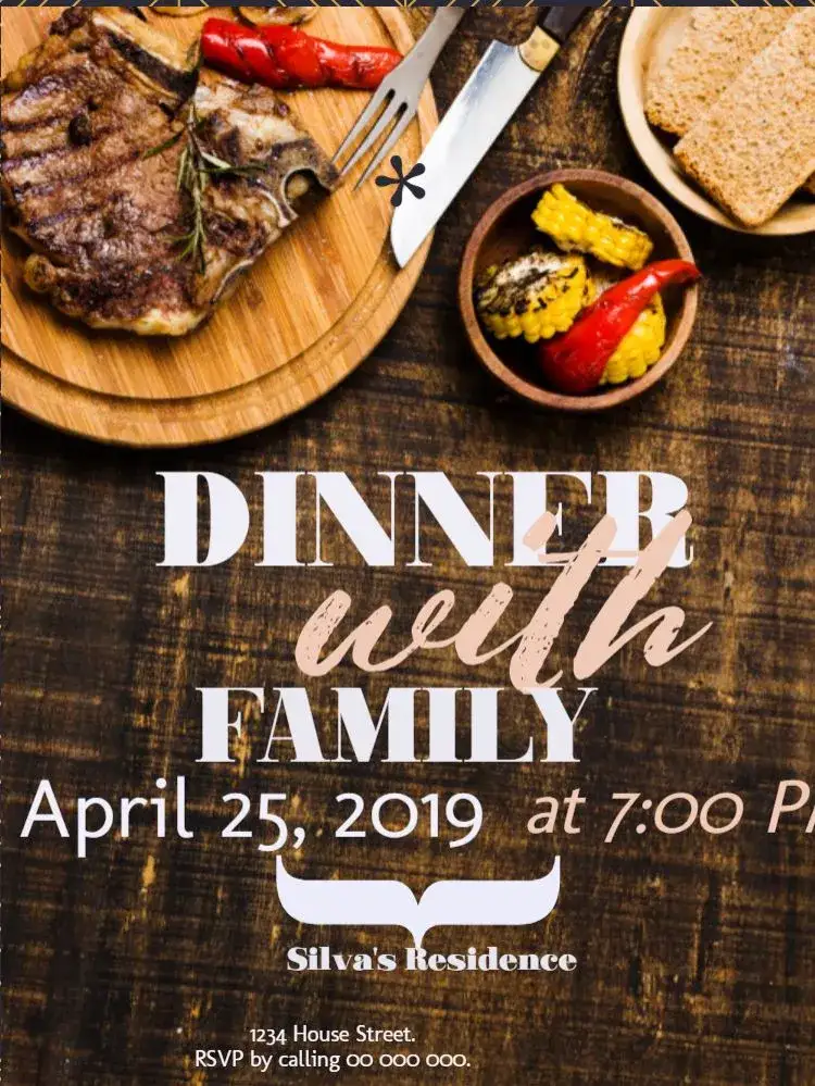 Invitation Personalized Family Dinner – Kids' Birthday Party theme colorful, modern, fun, elegant, childish