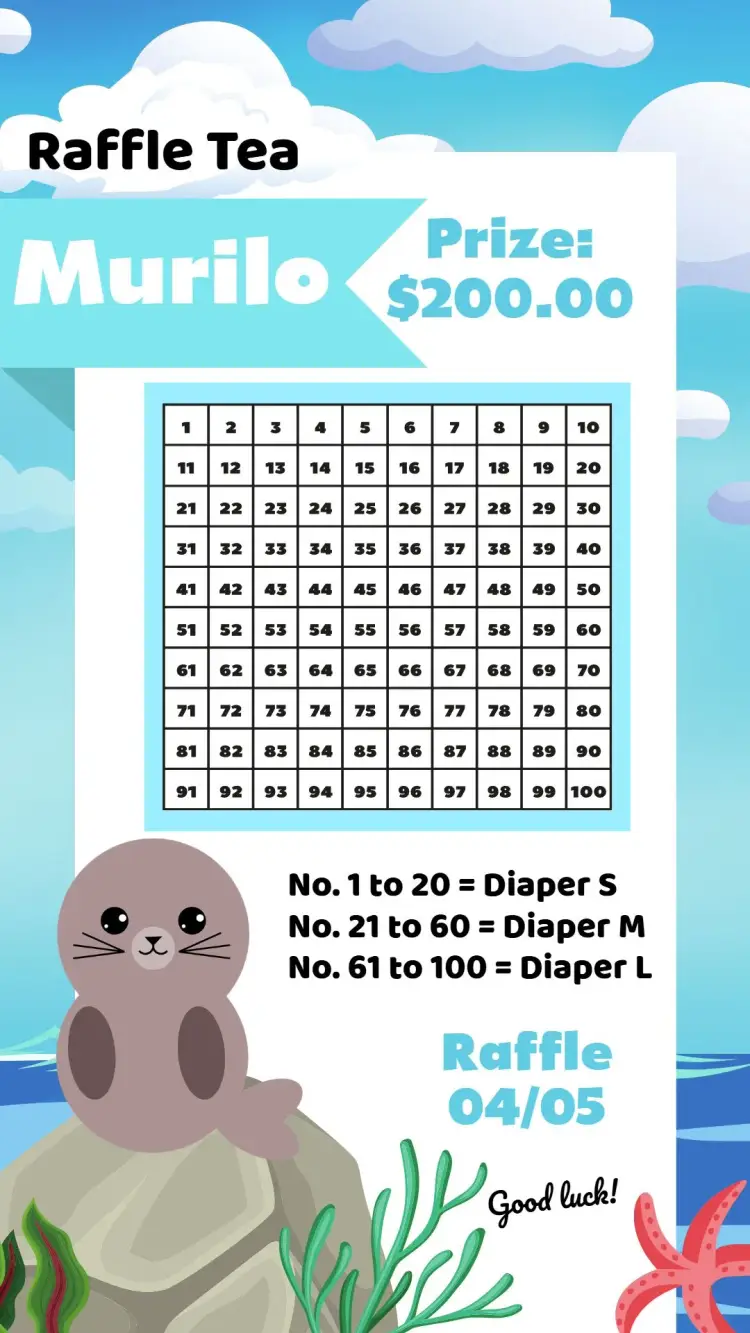 Tea Raffle Baby Seal invitation
