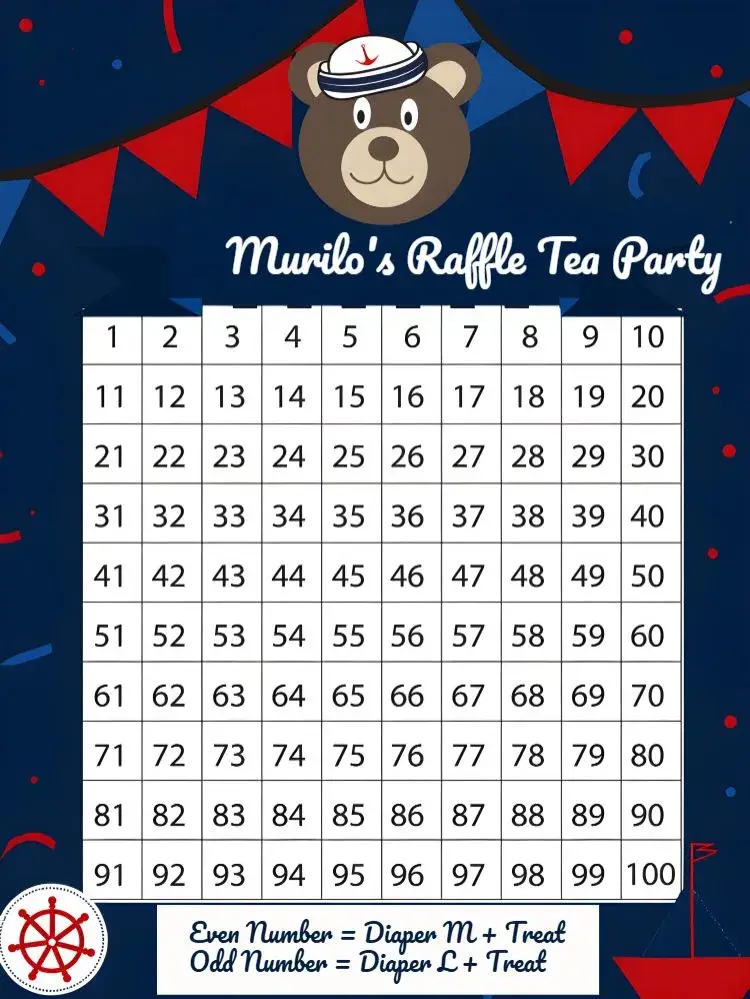 Nautical Sailor Teddy Bear Raffle Tea invitation
