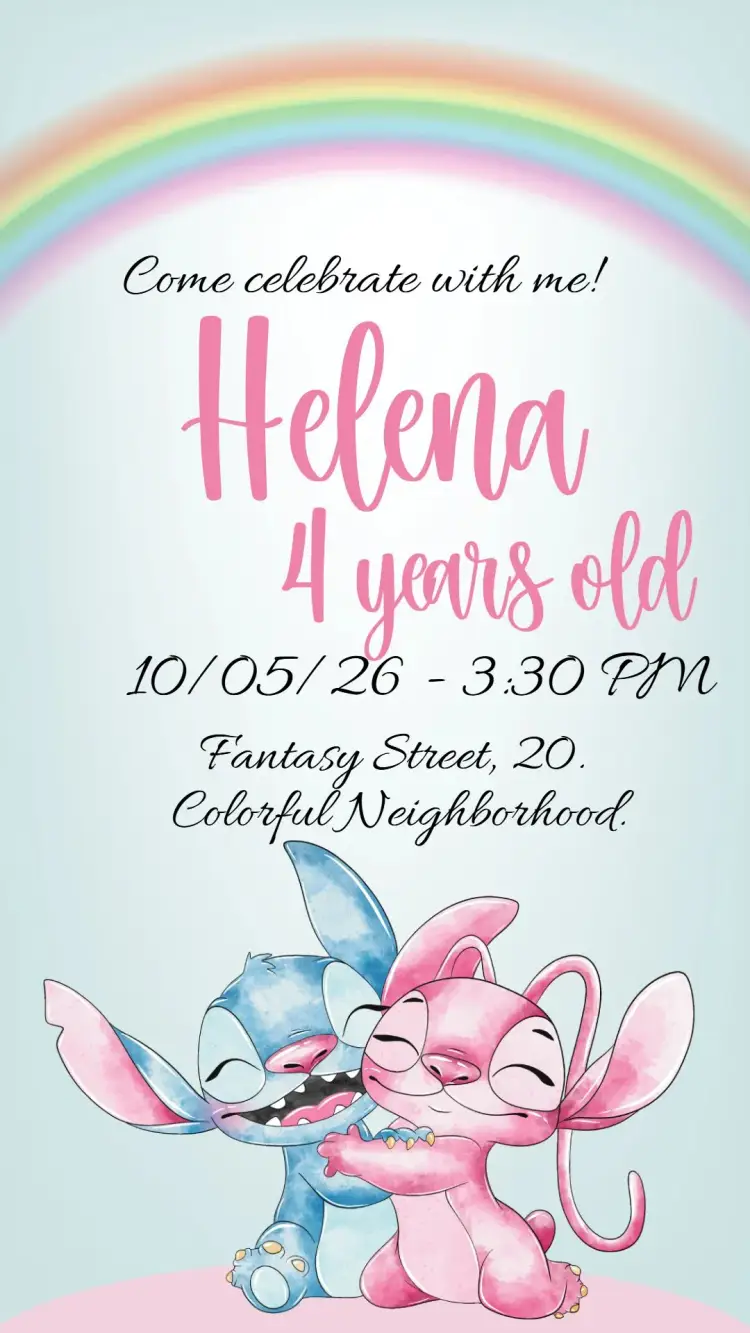 Stitch and Angel invitation