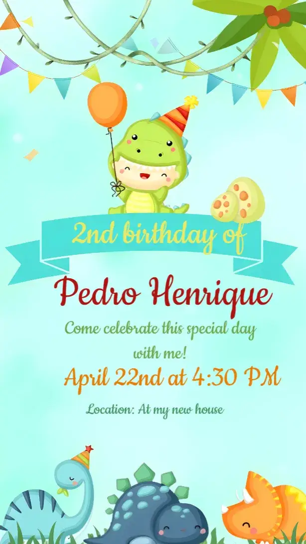 Invitation Colorful Dino Baby – Most searched for theme colorful, fun, themed, childish, prehistoric