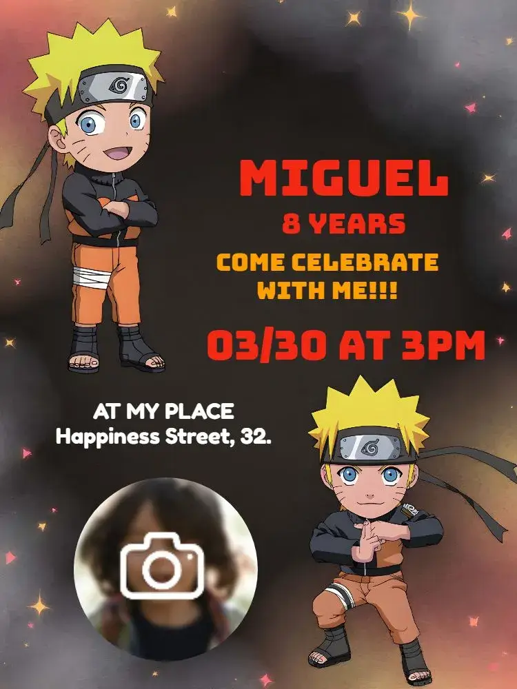 Naruto With Drawing Photo invitation