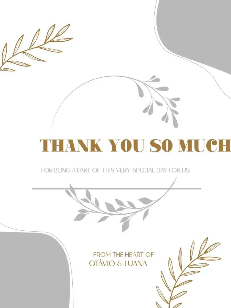 Invitation Minimalist Gray Wedding Attendance Thank You Card – Card theme minimalist, elegant, gray, golden, floral, modern