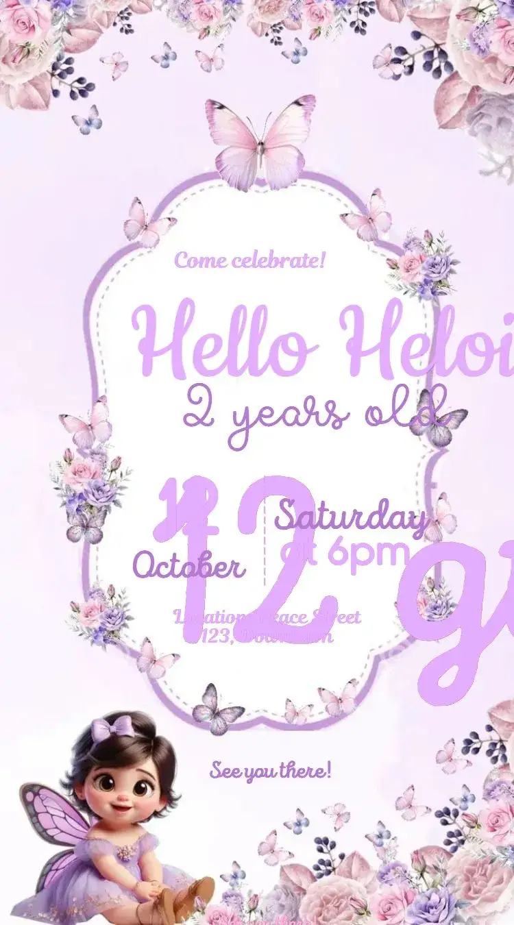 Invitation Enchanted Garden Lilac Fairy – Kids' Birthday Party theme flowers, fairies, lilac, pink, enchanted, childlike
