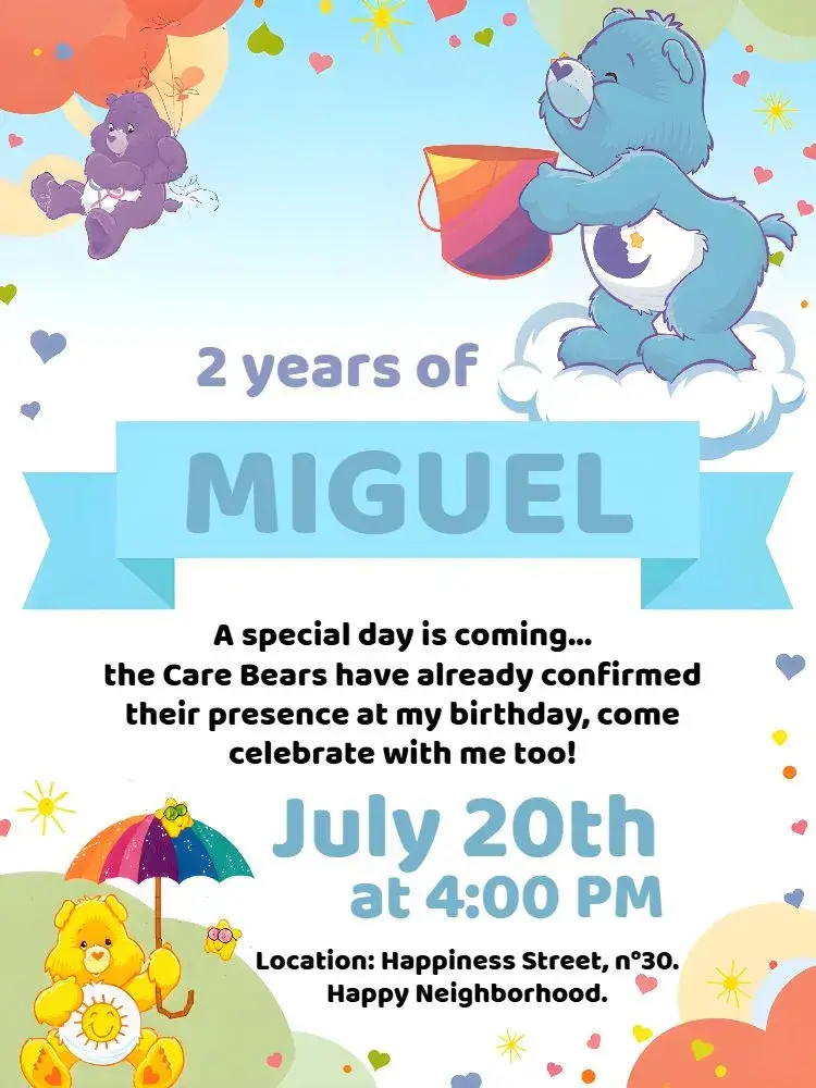 Caring Bears Sun invitation