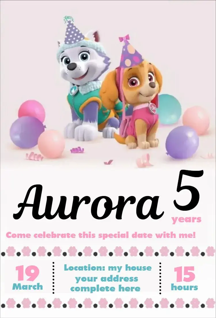 Invite Paw Patrol Girl 4 editable and customizable