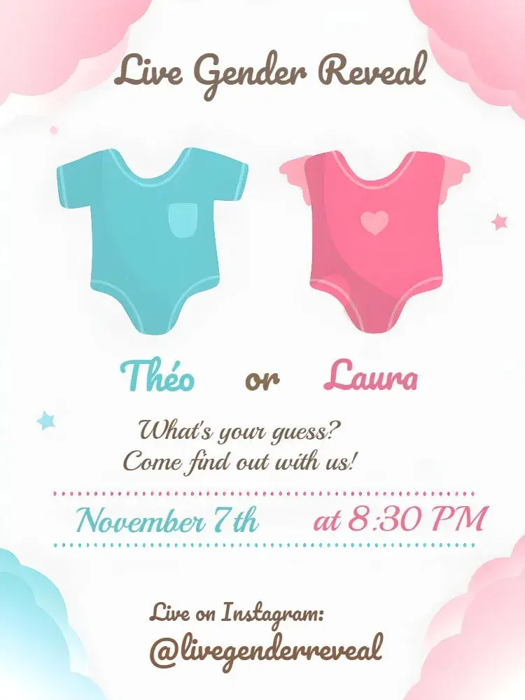 Gender Reveal Tea Party Heart invitation