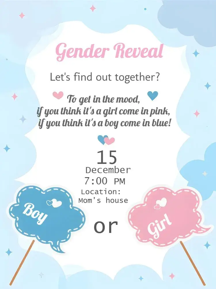 Pink And Blue Gender Reveal Tea invitation