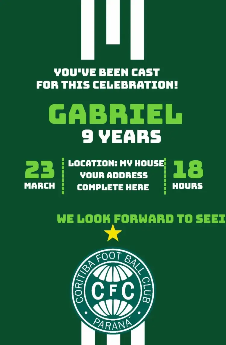 Invite Coritiba 3 editable and customizable