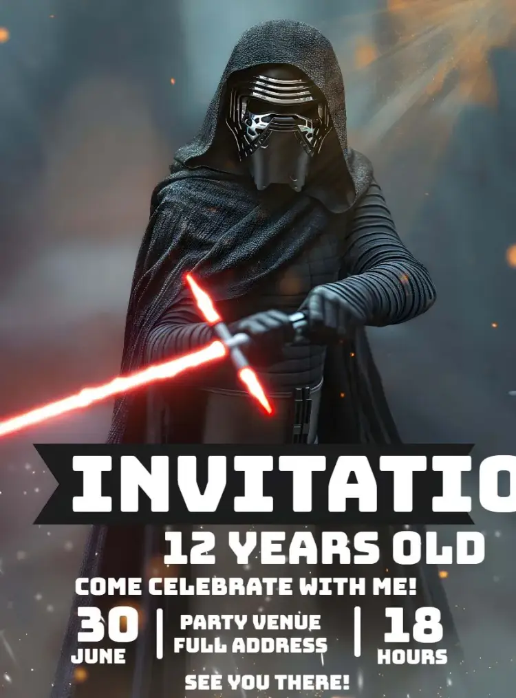 Kylo Ren Star Wars Empire invitation