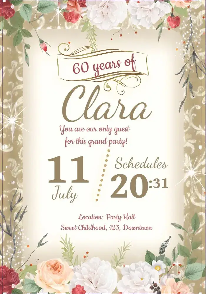 Invite Floral 60 editable and customizable