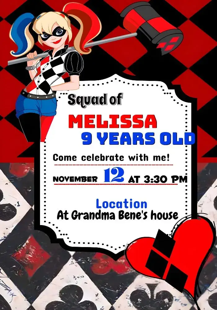 Harley Quinn invitation