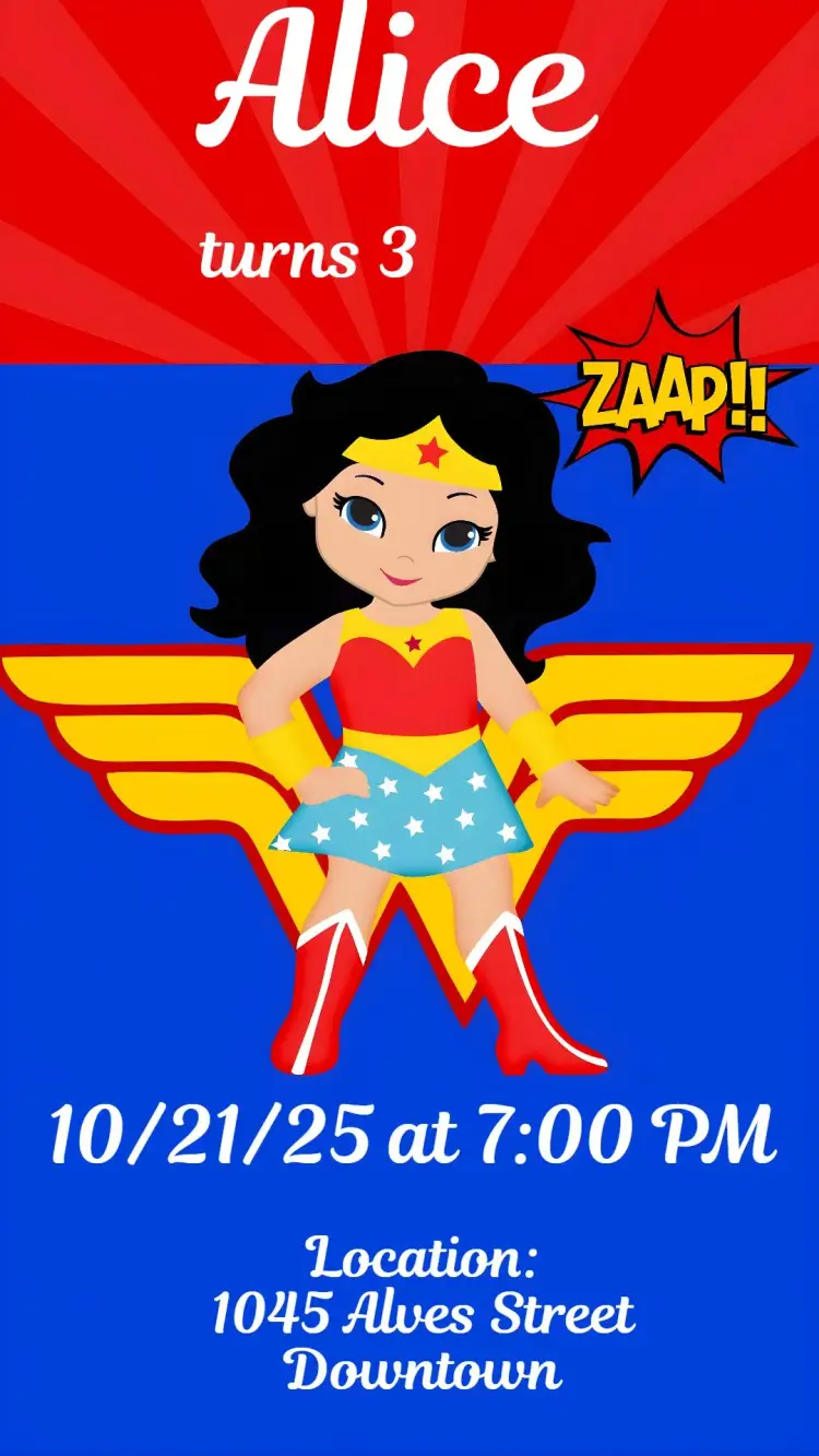 Wonder Woman invitation