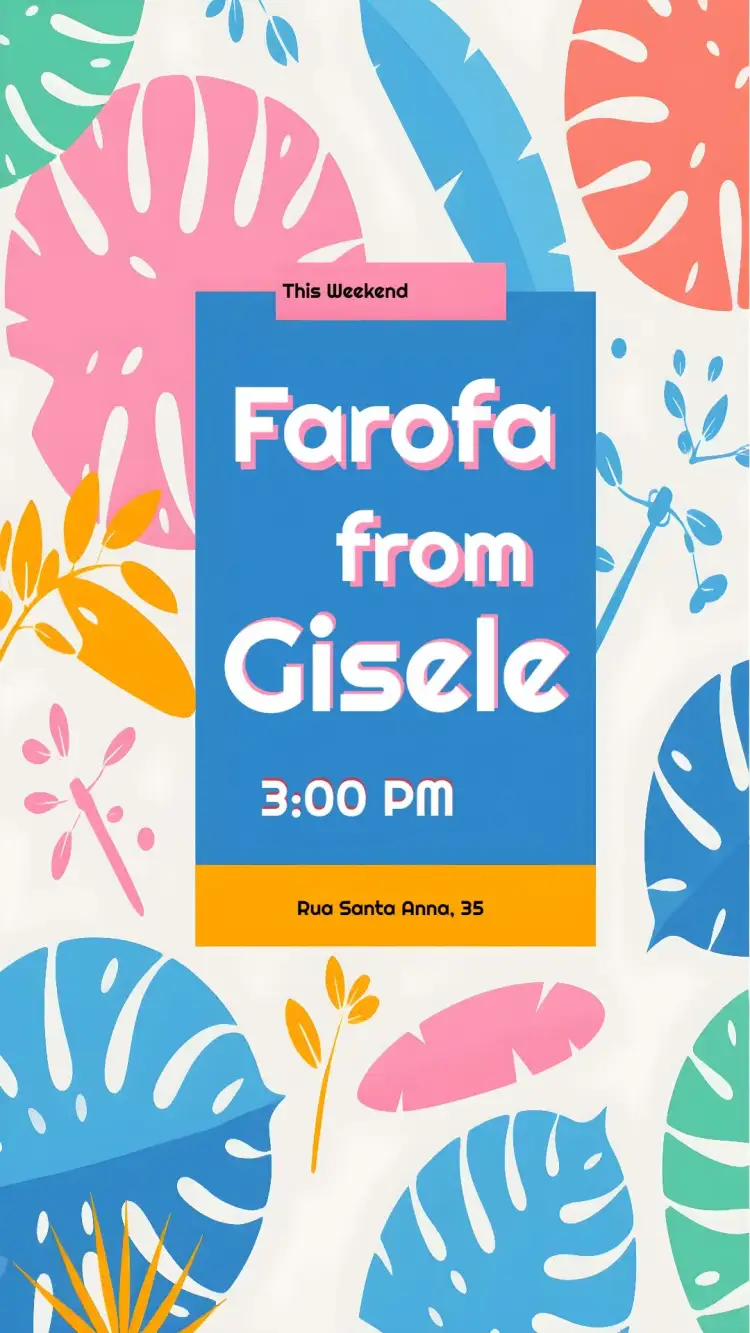 Invitation Tropical Farofa Models – Bridal Shower theme tropical, colorful, modern, fun, relaxed, vibrant