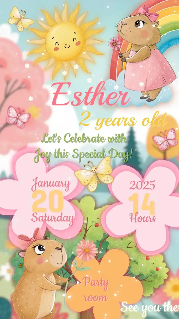 Children's Birthday Invitation Capybara