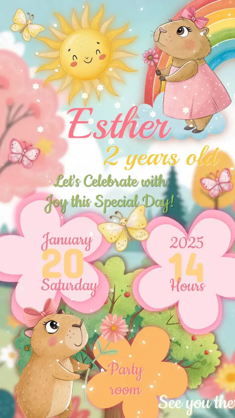 Children's Birthday Invitation Capybara