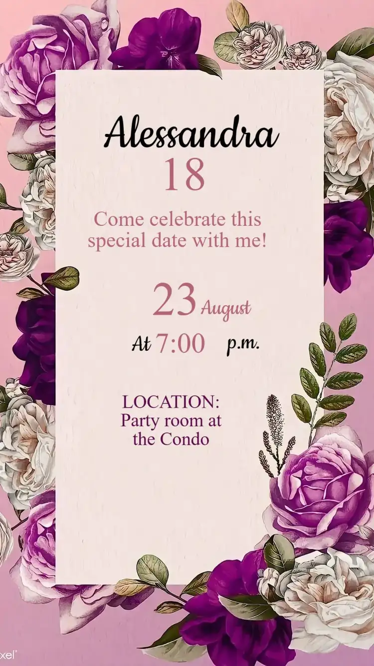 Floral Fuchsia Marsala Birthday Invitation