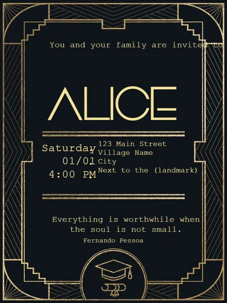 Virtual Graduation - Geometric Art Deco invitation