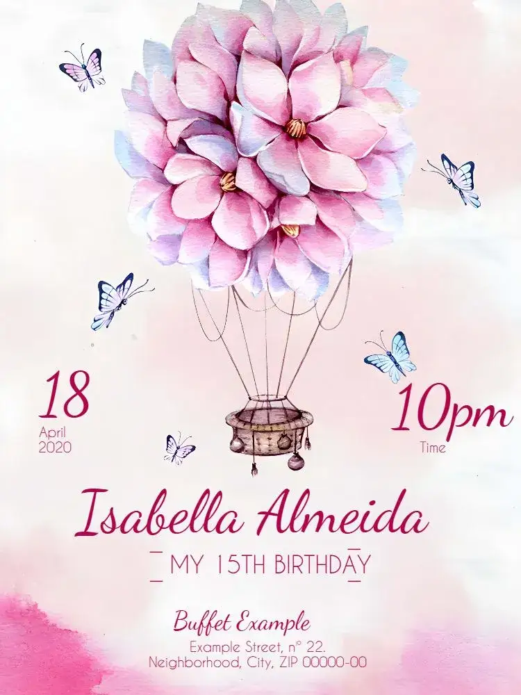 Invitation 15th Birthday Watercolor Floral – Sweet 15 theme floral, watercolor, rose, romantic, modern, elegant