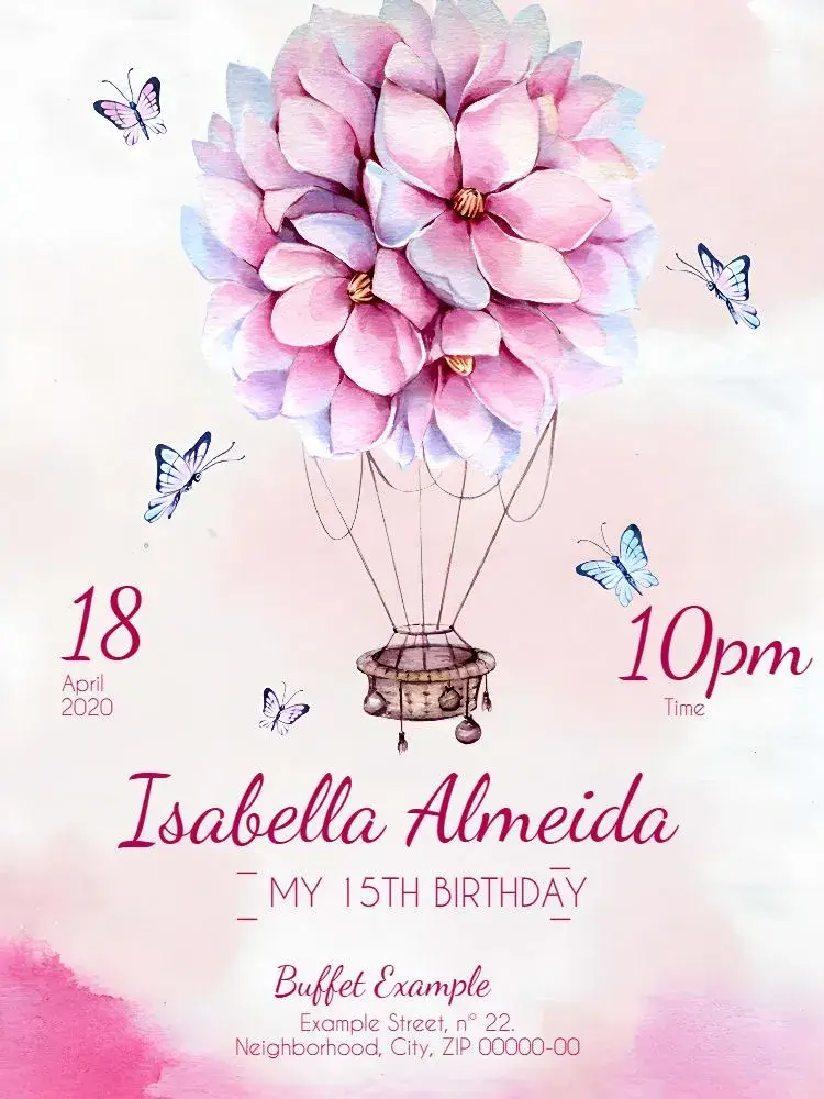 15th Birthday Watercolor Floral invitation