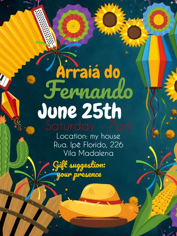 Invite Colorful 'Arraiá editable and customizable