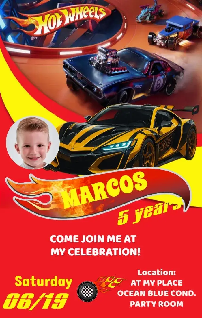 Hotwheels With Photo Cars invitation
