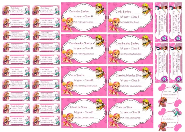 Invitation School Label Paw Patrol Print – Kids' Birthday Party theme vibrant colors, fun, canine theme, modern, childlike, colorful