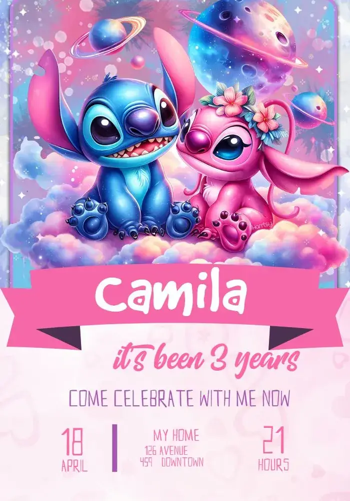 Stitch And Angel Lilo invitation