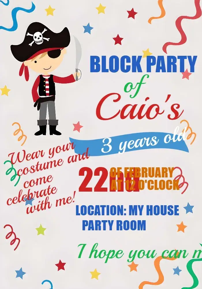 Carnival Block Party Boy invitation