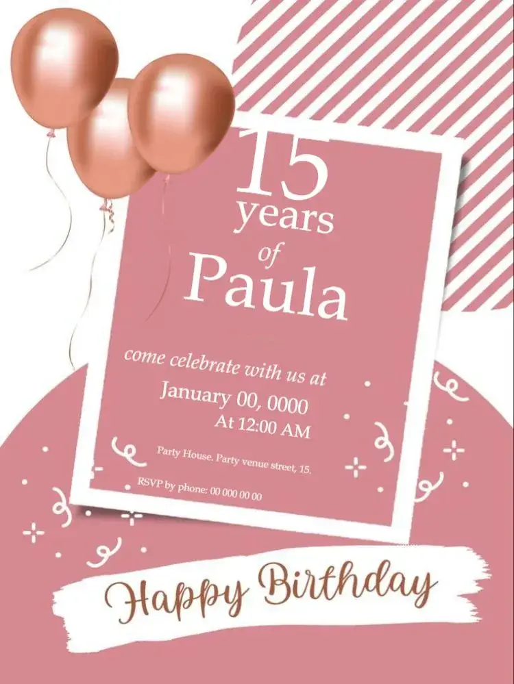 15th Birthday Pink Balloon Edit invitation