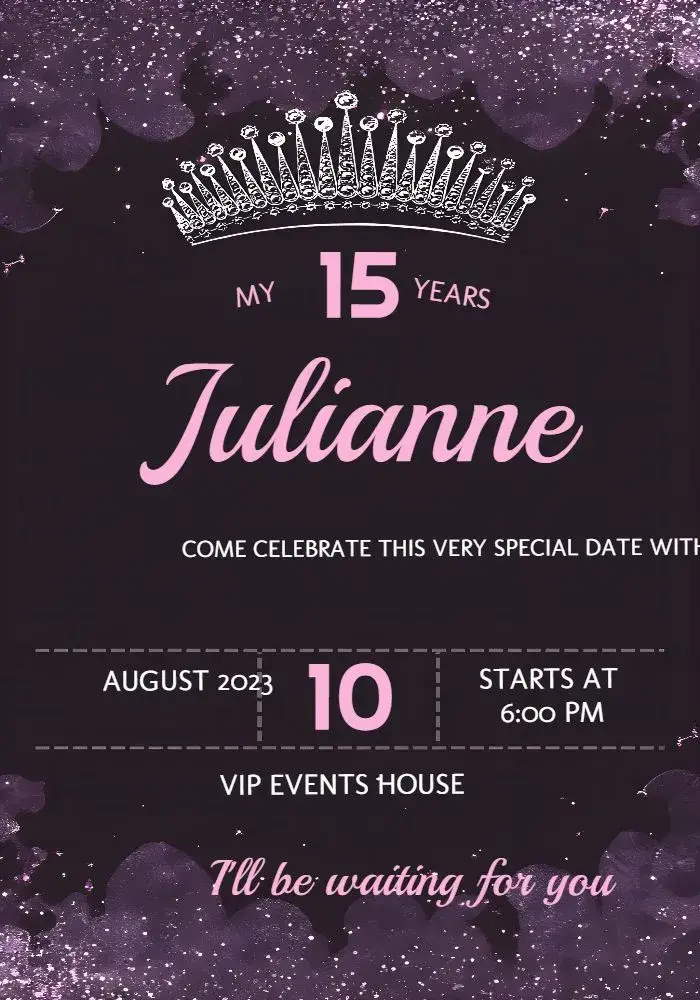 15th Pink Birthday invitation