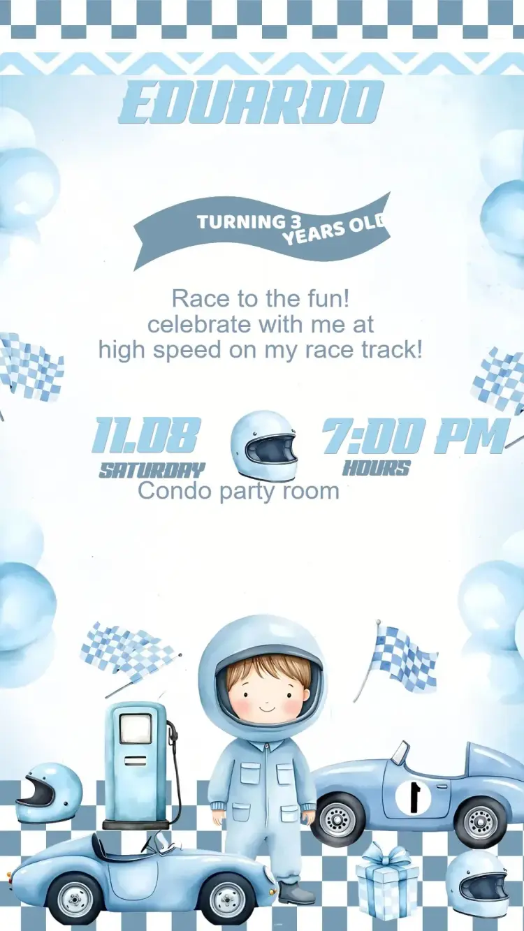 Formula 1 Birthday Invitation