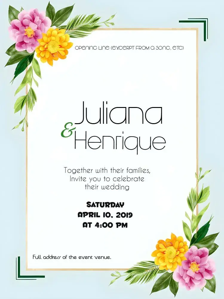 Floral Couple Wedding invitation