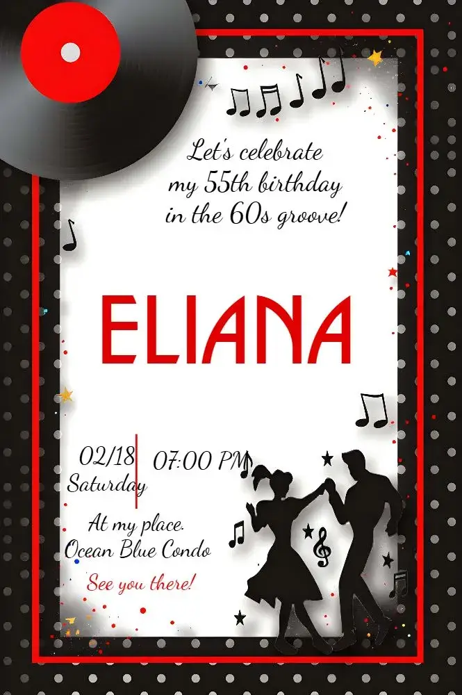 80s Retro Vintage Disco Party invitation