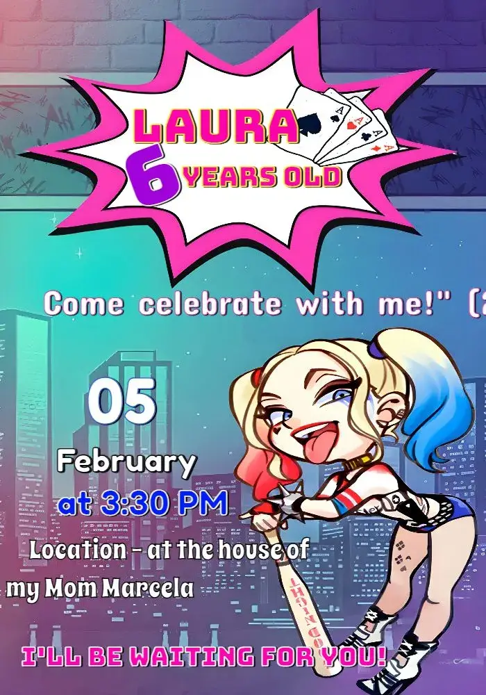 Harlequin Colored invitation